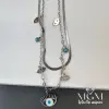 Çelik Nazar Boncuklu İkili Göz Kolye - Kl0058