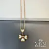 Çelik Sedef Taşlı Kalp Yonca Kolye - Kl0156
