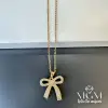 Çelik Zirkon Taşlı Fiyonk Kolye - Kl0148
