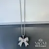 Rodyum Zirkon Taşlı Zincir Çelik Uç Kısmı Pirinç Kolyeler 40 + 5 Cm Uzatma Payı - Kl0149