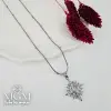 Rodyum Zirkon Taşlı Zincir : Çelik Çelik Kolye 40+5 Cm - Kl0226
