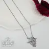 Rodyum Zirkon Taşlı Zincir : Çelik Çelik Kolye 40+5 Cm - Kl0216