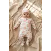Çiçek Desenli % 100 Pamuk Kız Bebek 4lü Tulum Takımı