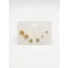 Çiçek Detaylı Altılı Küpe