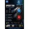 Çift Başlıklı Sprey Fan Nemlendirici Ve Renkli Led Işıklı Siyah