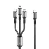 Dc62 3in1 Type-c To 60w Type-c / 12w Lightning / 15w Micro 1.2m Hızlı Şarj Kablo - Siyah