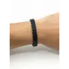 Siyah Çelik  Erkek Çelik Bileklik Boy 21.5 Cm / En 1.0 Cm  - Ebl0066