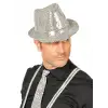 Disko  Gümüş Payetli Fötr Şapka Yetişkin Boy