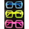 Fosforlu Kare Model Glow Parti Gözlüğü Karanlıkta Yanan Gözlükler 12 Adet