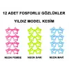 Fosforlu Yıldız Model Glow Parti Gözlüğü Karanlıkta Yanan Gözlükler 12 Adet