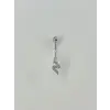 Rodyum Zirkon Taşlı Çelik Göbek Bar Uzunluğu : 13 Mm / Bar Kalınlığı 1.41 Mm /  - Pg0031