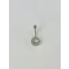 Rodyum Zirkon Taşlı Çelik Göbek Bar Uzunluğu : 13 Mm / Bar Kalınlığı 1.41 Mm /  - Pg0030