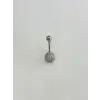 Rodyum Zirkon Taşlı Çelik Göbek Bar Uzunluğu : 13 Mm / Bar Kalınlığı 1.41 Mm /  - Pg0131