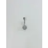 Rodyum Zirkon Taşlı Çelik Göbek Bar Uzunluğu : 13 Mm / Bar Kalınlığı 1.41 Mm /  - Pg0144