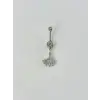 Rodyum Zirkon Taşlı Çelik Göbek Bar Uzunluğu : 13 Mm / Bar Kalınlığı 1.41 Mm /  - Pg0071