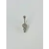 Rodyum Zirkon Taşlı Bar Ve Top: Çelik Göbek - Pg0036