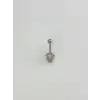 Rodyum Zirkon Taşlı Çelik Göbek Bar Uzunluğu : 13 Mm / Bar Kalınlığı 1.41 Mm /  - Pg0136