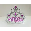 Gümüş Renk Prenses Yazılı Parti Tacı 60 Cm