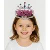 Gümüş Renk Taç Üzeri Pembe Birthday Prenses Yazılı Çocuk Parti Tacı 11x12 Cm