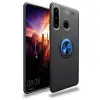 Huawei Y6p Kılıf Range Yüzüklü Silikon - Siyah-mavi
