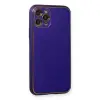 İphone 11 Pro Kılıf Coco Deri Silikon Kapak - Mor