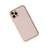 İphone 11 Pro Max Kılıf Coco Deri Silikon Kapak - Pudra