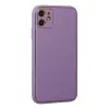 İphone 12 Kılıf Coco Deri Silikon Kapak - Lila