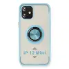 İphone 12 Mini Kılıf Montreal Yüzüklü Silikon Kapak - Buz Mavi