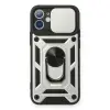 İphone 12 Mini Kılıf Pars Lens Yüzüklü Silikon - Gümüş
