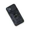 İphone 12 Mini Kılıf Pars Lens Yüzüklü Silikon - Lacivert