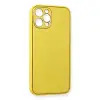 İphone 12 Pro Kılıf Coco Deri Silikon Kapak - Sarı