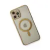 İphone 12 Pro Kılıf Magneticsafe Lazer Silikon - Gold