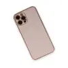 İphone 12 Pro Max Kılıf Coco Deri Silikon Kapak - Pudra