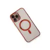 İphone 13 Pro Max Kılıf Magneticsafe Lazer Silikon - Kırmızı