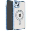 İphone 14 Kılıf Joke Simli Magneticsafe Kılıf - Mavi