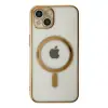 İphone 14 Plus Kılıf Magneticsafe Lazer Silikon - Gold
