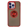 İphone 15 Pro Max Kılıf Montreal Yüzüklü Silikon Kapak - Kırmızı