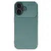 İphone 16 Plus Kılıf Auto Focus Karbon Kapak - Koyu Yeşil