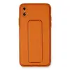 İphone Xs Max Kılıf Coco Deri Standlı Kapak - Turuncu