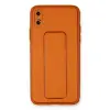 İphone Xs Max Kılıf Coco Deri Standlı Kapak - Turuncu
