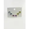 Kare Taşlı Renkli Altılı Küpe