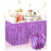 Kendinden Yapışkanlı Mor Metalize Püsküllü Masa Eteği – 75 X 275 Cm Parti Süslemesi
