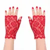 Kırmızı Dantel Parmaksız Kısa Eldiven