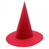 Kırmızı Renk Keçe Cadı Şapkası Yetişkin Çocuk Uyumlu 35x38 Cm