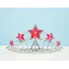 Kırmızı Yıldız Taşlı Plastik Kraliçe Prenses Elsa Tacı Çocuk Boy