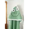 Kurbağa Nakışlı Unisex Şapka Ve Keseli Bebek Banyo Havlusu