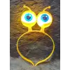 Led Işıklı  Pilli 3 Farklı Modda Yanan Uzaylı Göz Parti Tacı Sarı Renk 18x12 Cm