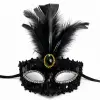 Lüks Siyah Tüylü Taşlı Balo Maskesi