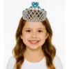 Mavi Kalpli Gümüş Renk Kraliçe Tacı Prenses Tacı