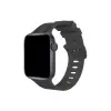 Apple Watch 38mm Kr408 Çizgili Silikon Kordon - Koyu Gri